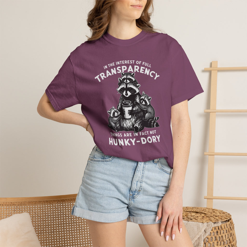 Things are in Fact Not Hunky-Dory Raccoon T-shirt