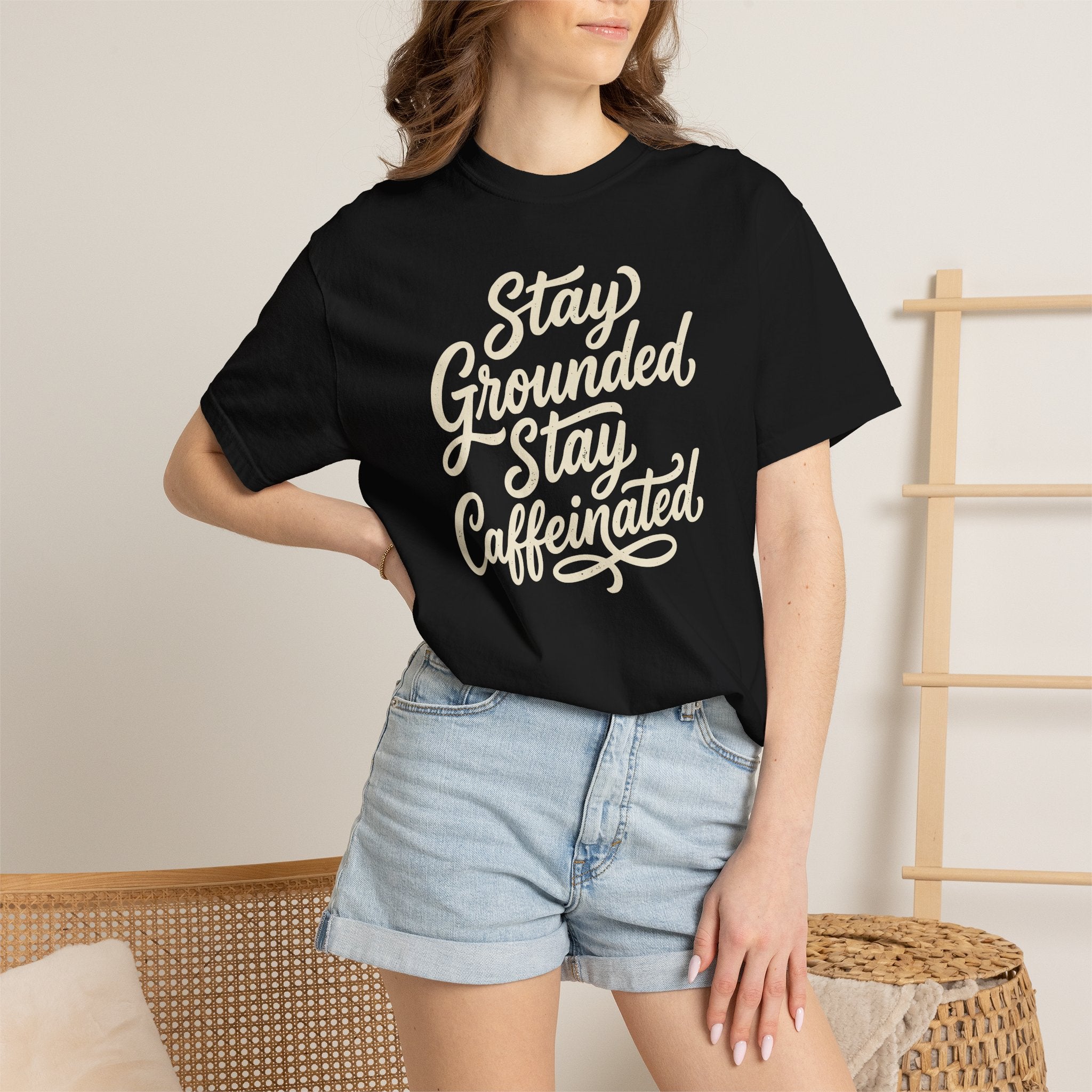 Stay Grounded Stay Caffeinated Curvy T-shirt