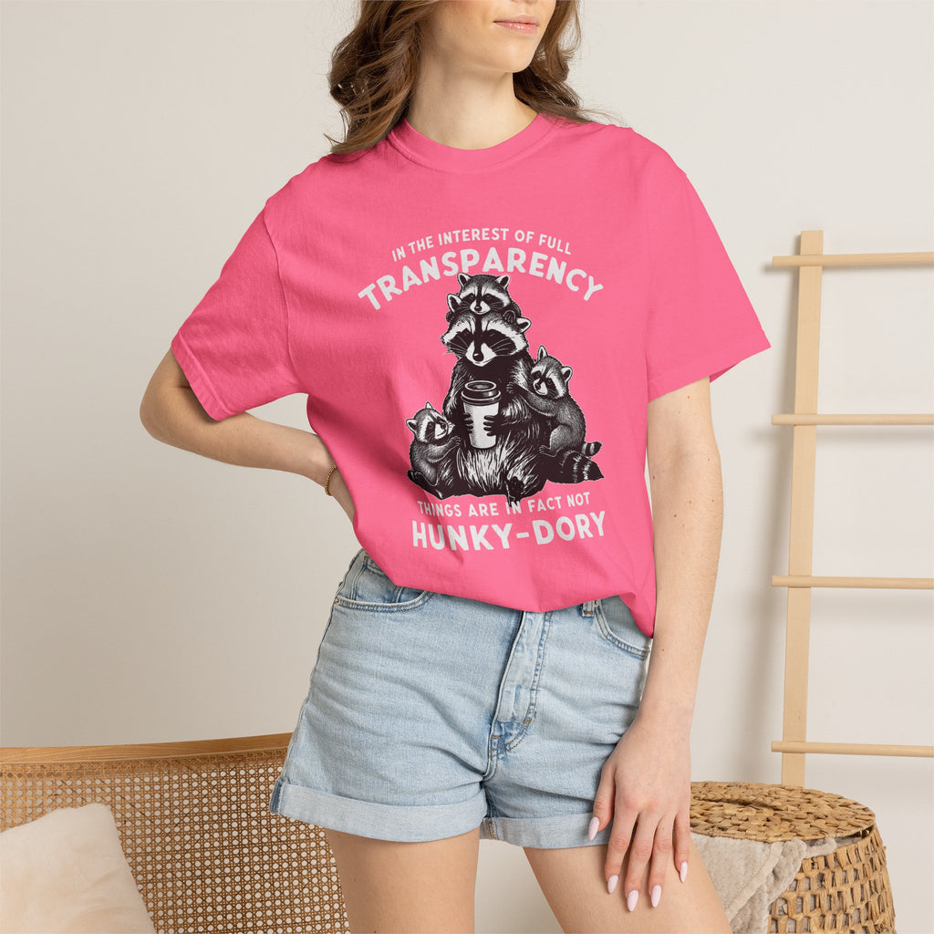 Things are in Fact Not Hunky-Dory Raccoon T-shirt
