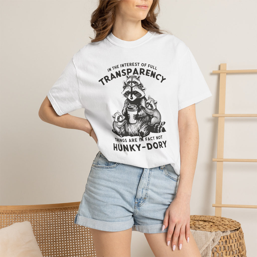 Things are in Fact Not Hunky-Dory Raccoon T-shirt