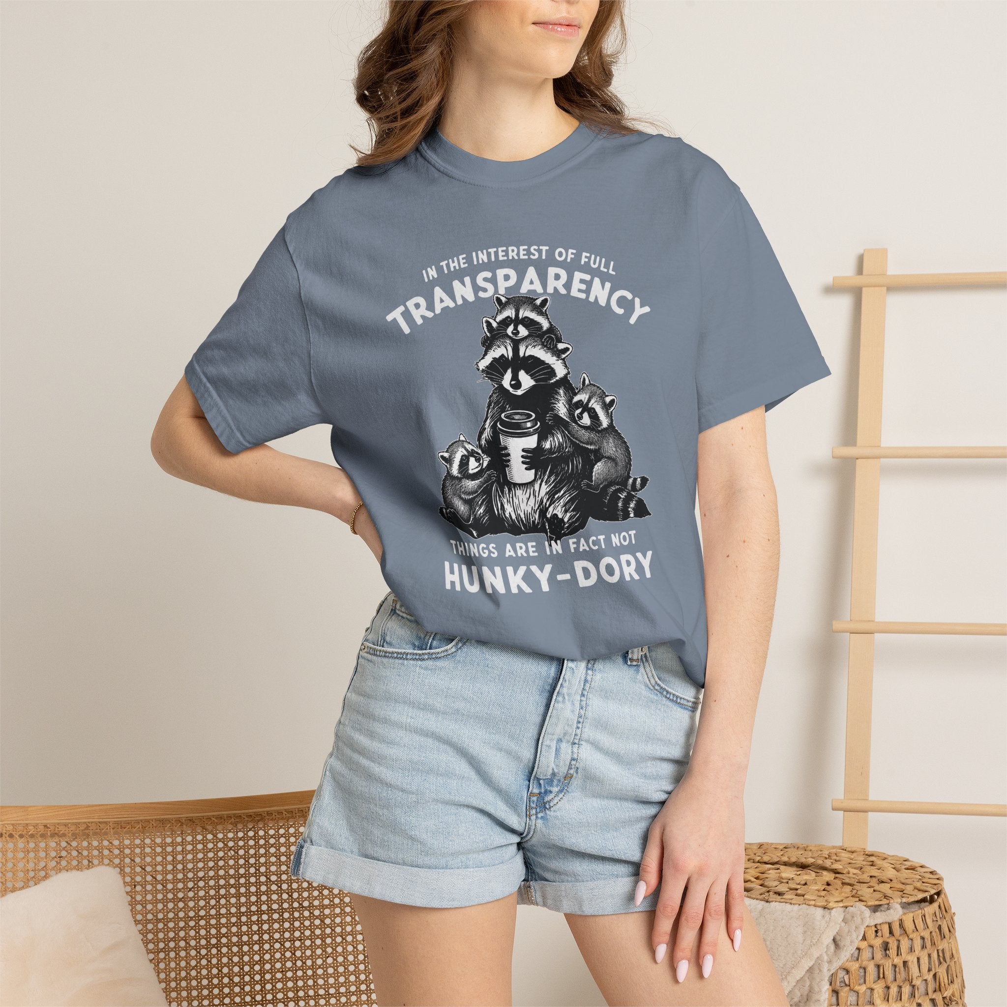 Things are in Fact Not Hunky-Dory Raccoon T-shirt