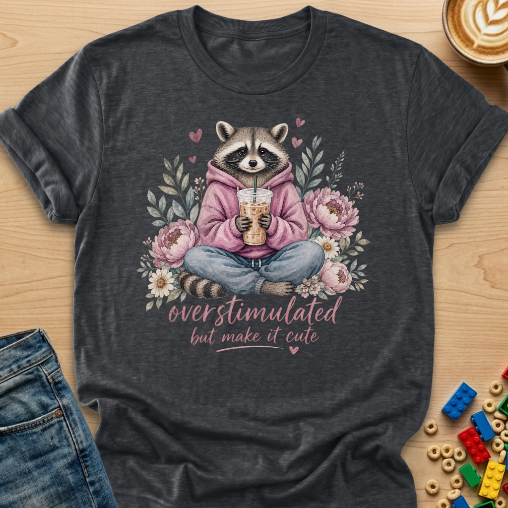 Overstimulated But Make It Cute Raccoon T-shirt