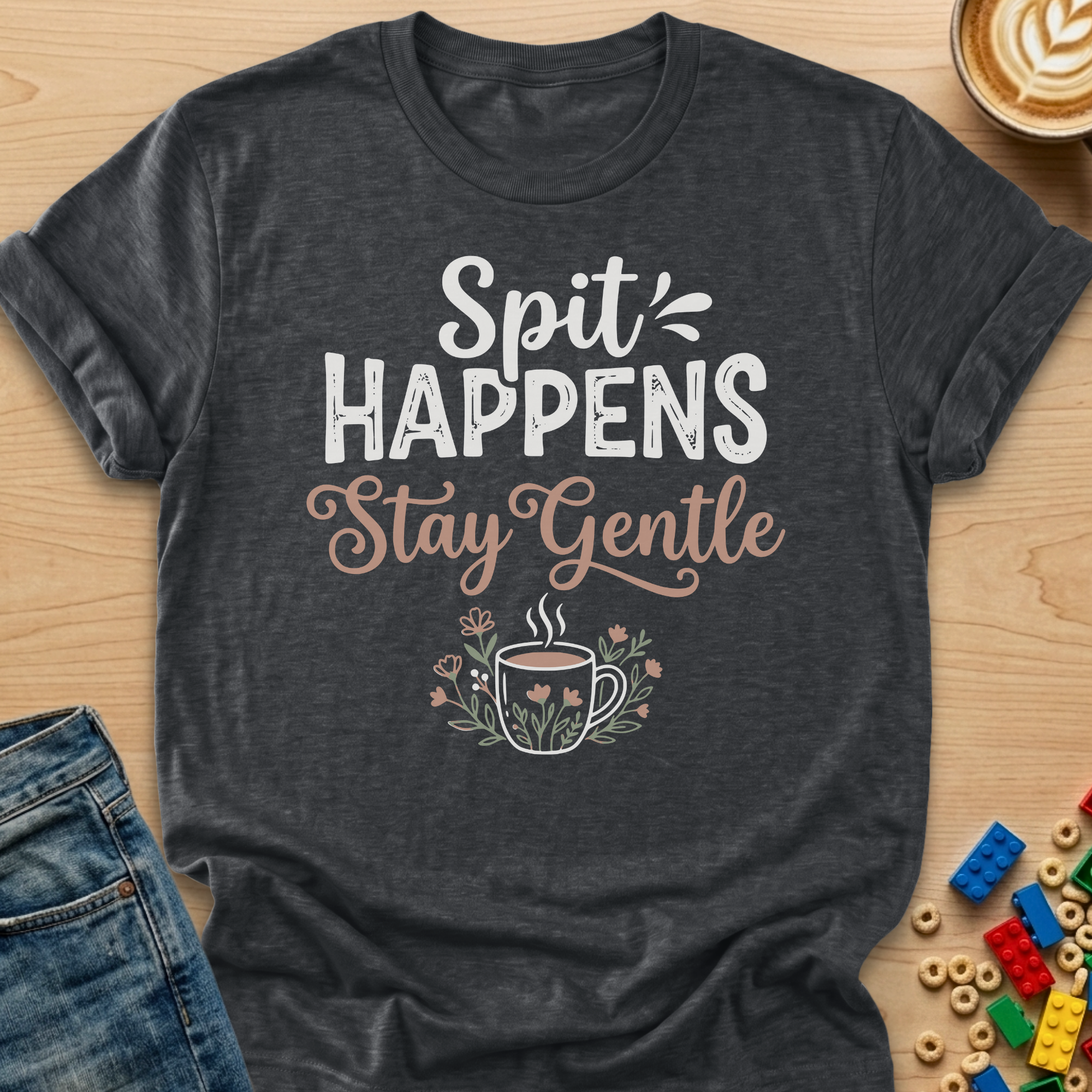 Spit Happens Stay Gentle Floral T-shirt