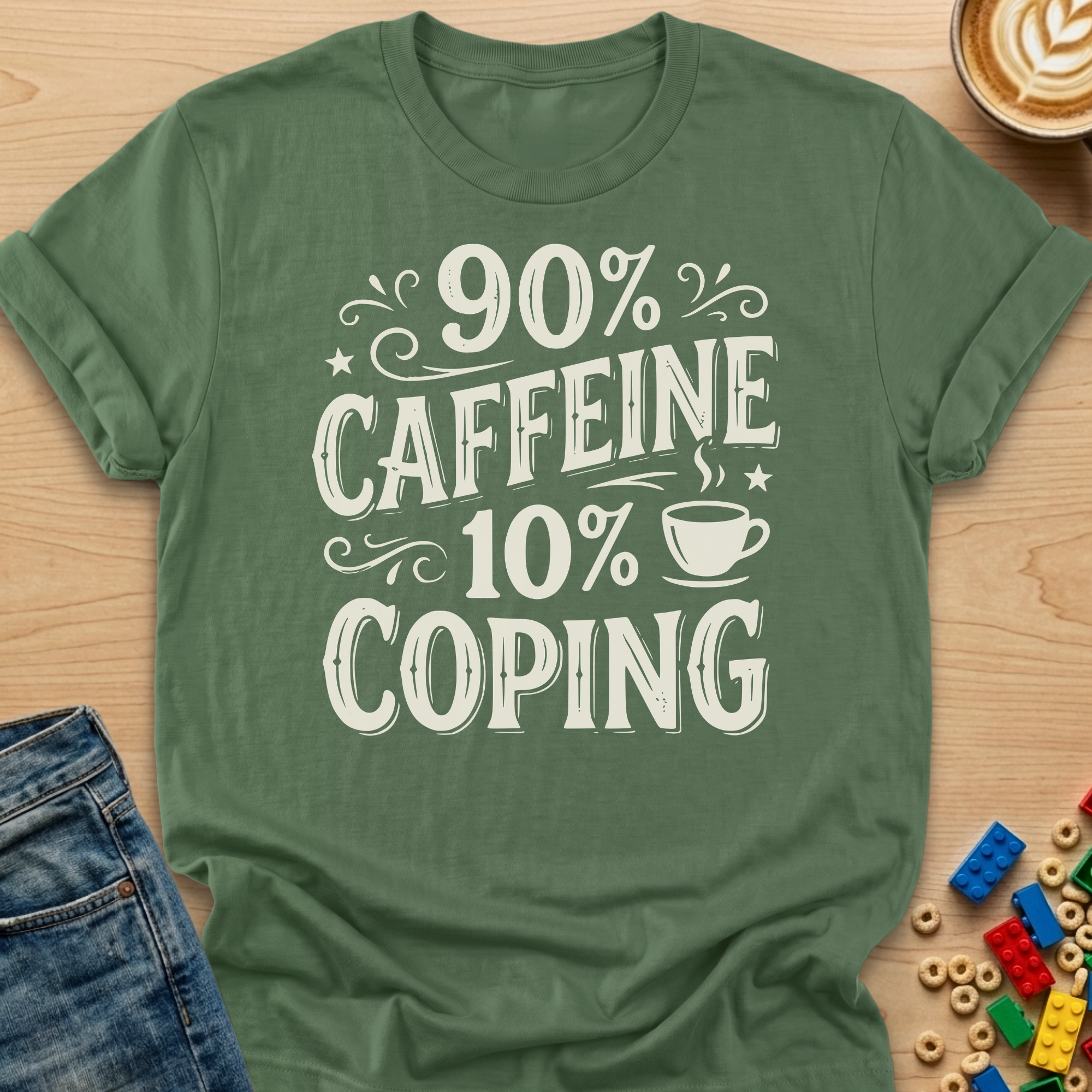 90% Caffeine 10% Coping Vintage T-Shirt