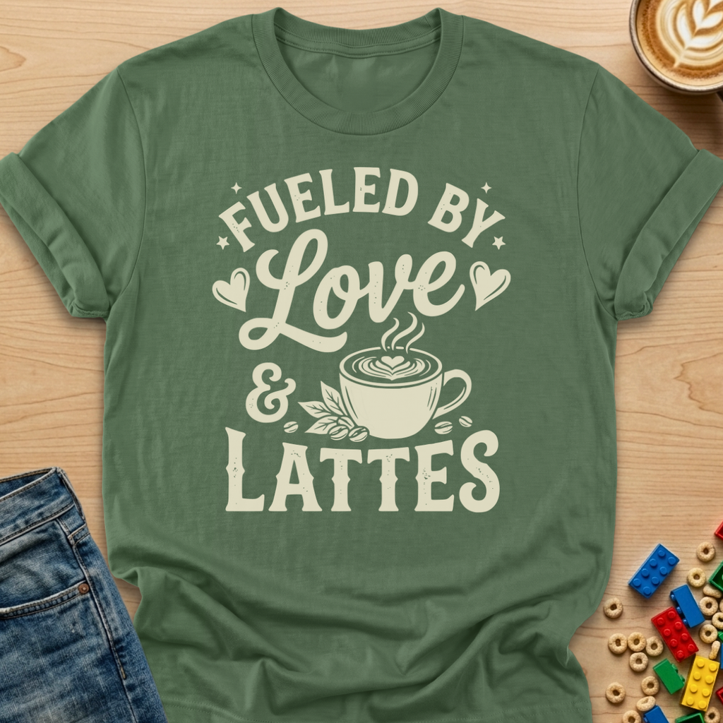 Fueled By Love & Lattes Hearts T-shirt