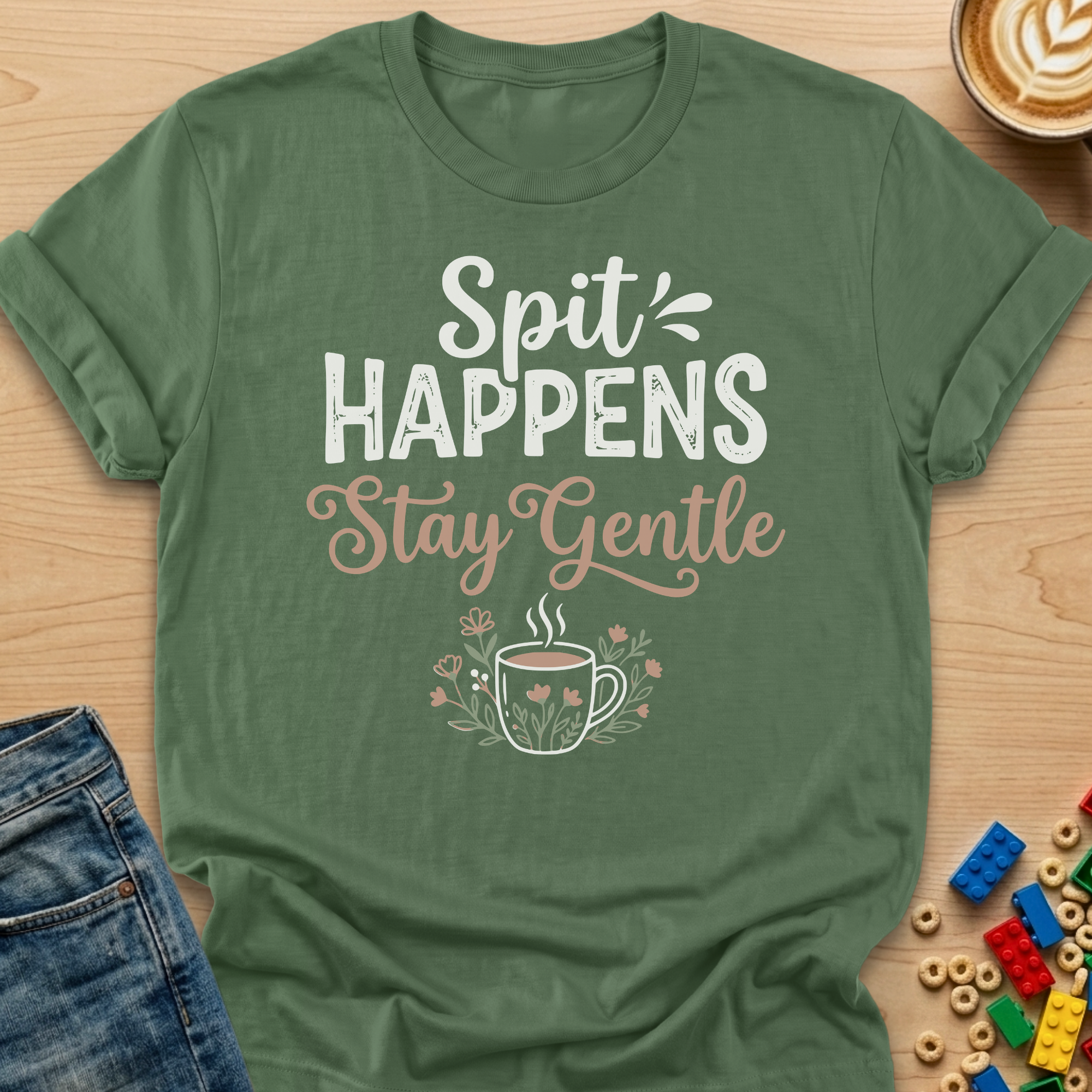 Spit Happens Stay Gentle Floral T-shirt