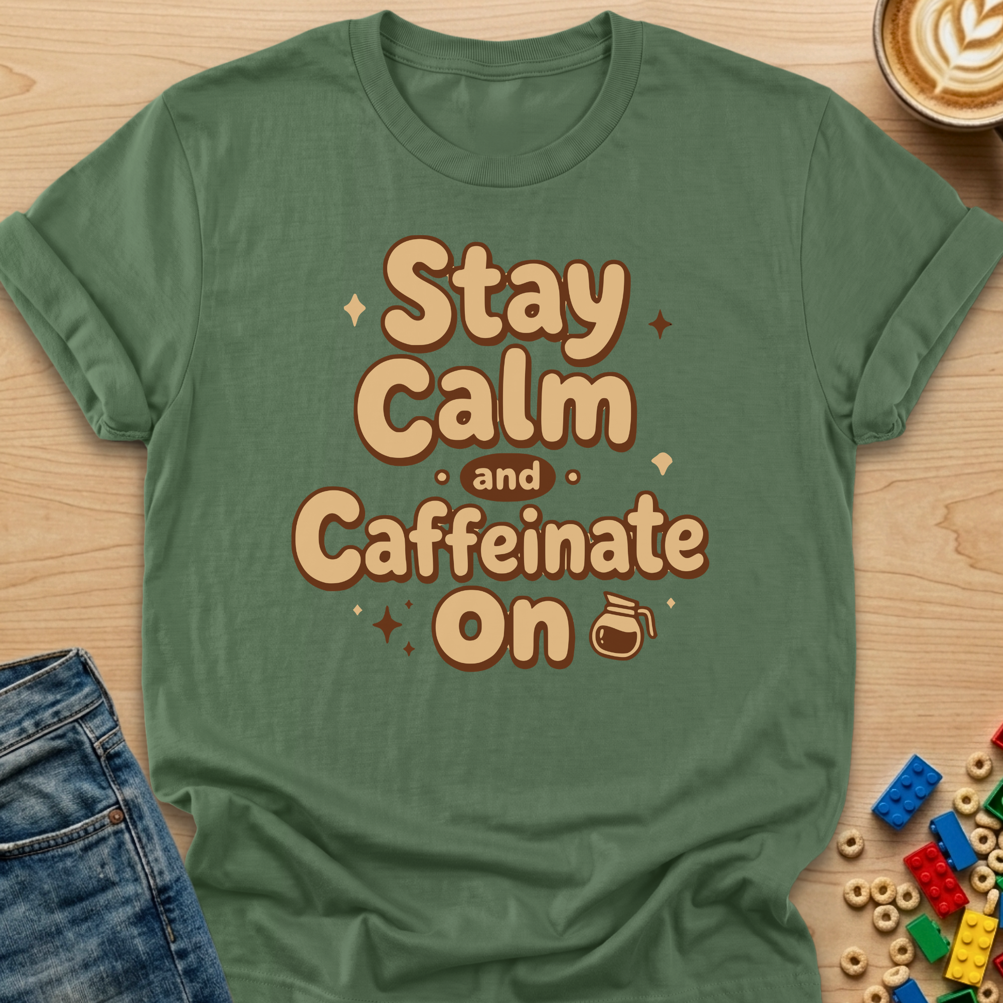 Stay Calm and Caffeinate On Fun T-Shirt