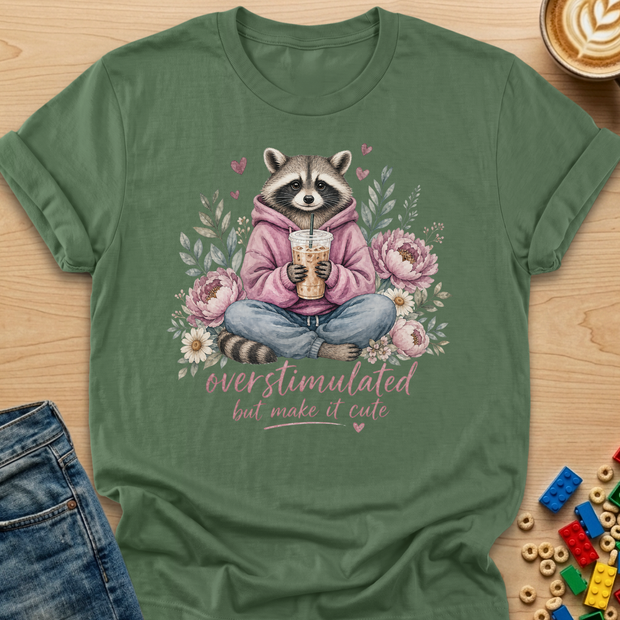 Overstimulated But Make It Cute Raccoon T-shirt