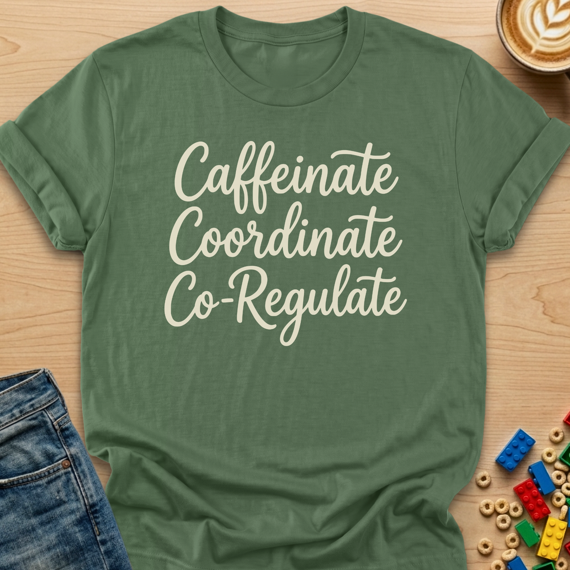 Caffeinate Coordinate Co-Regulate Stack T-shirt