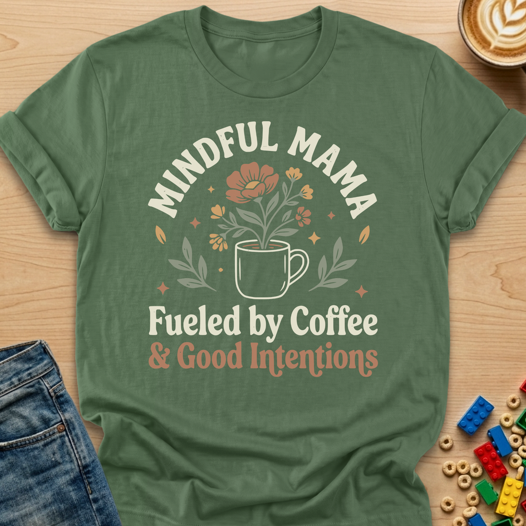 Mindful Mama Fueled by Coffee & Good Intentions Flower T-shirt
