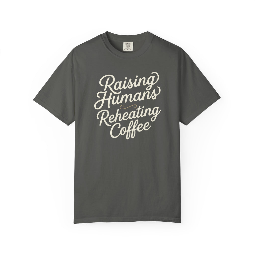 Raising Humans Reheating Coffee Curvy T-shirt