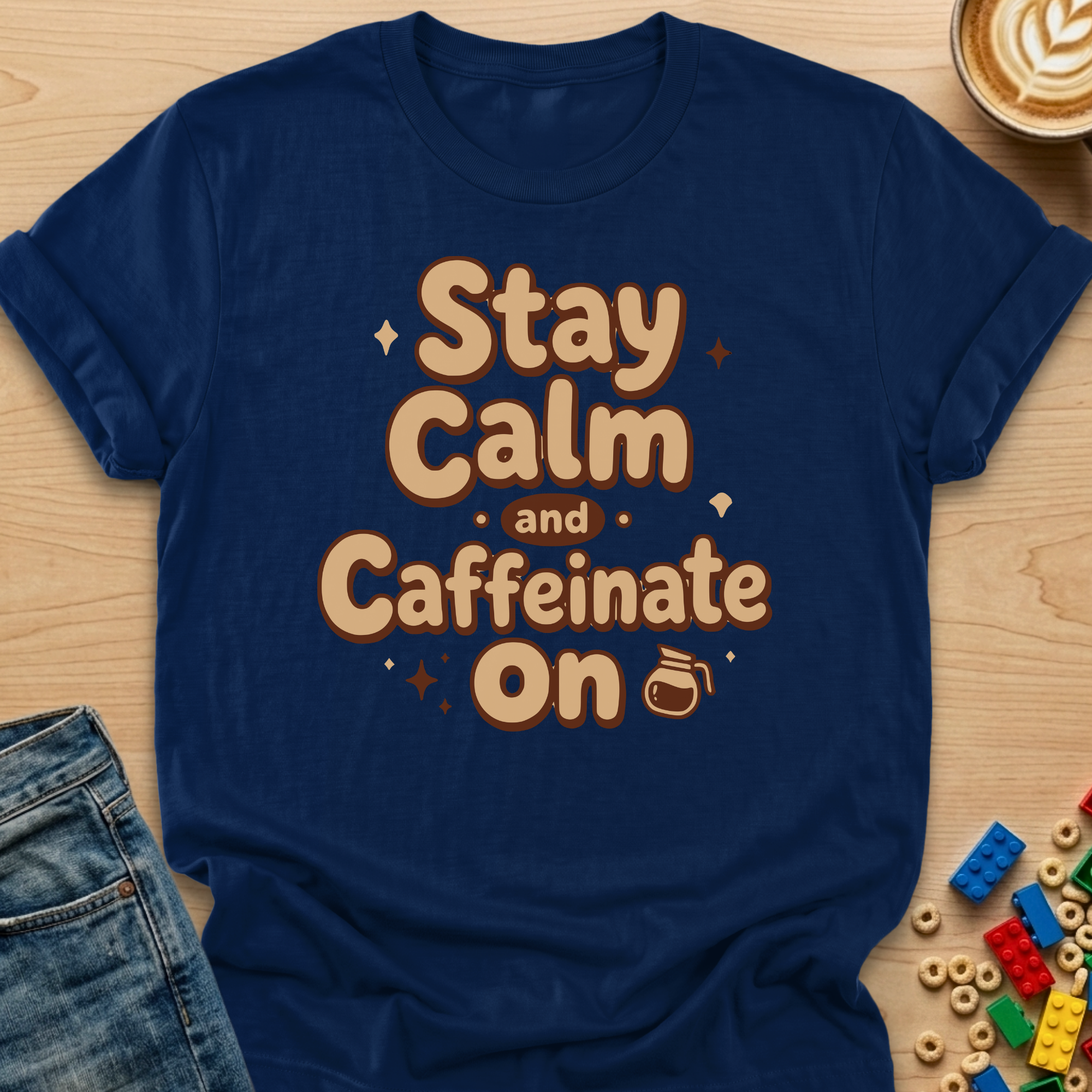Stay Calm and Caffeinate On Fun T-Shirt