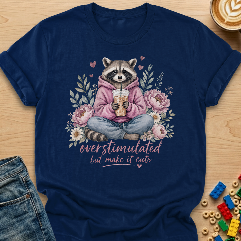 Overstimulated But Make It Cute Raccoon T-shirt
