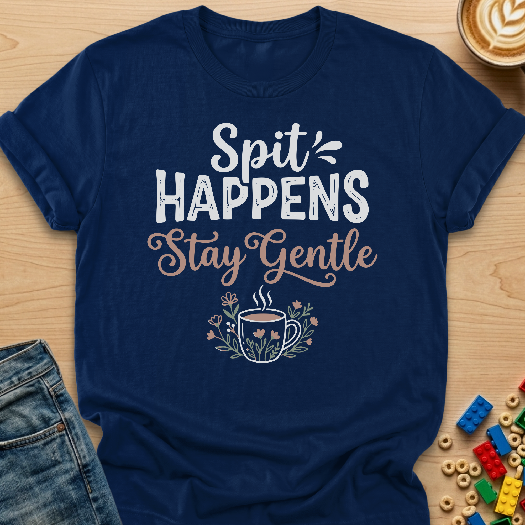 Spit Happens Stay Gentle Floral T-shirt