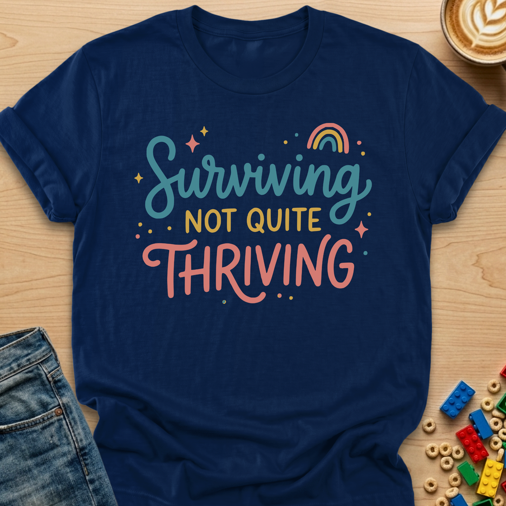 Surviving Not Quite Thriving Rainbow T-Shirt