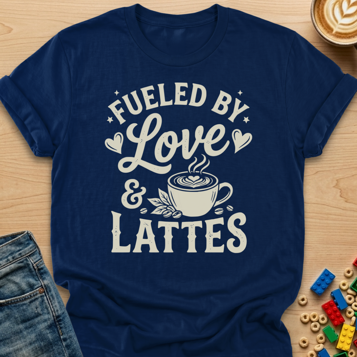 Fueled By Love & Lattes Hearts T-shirt