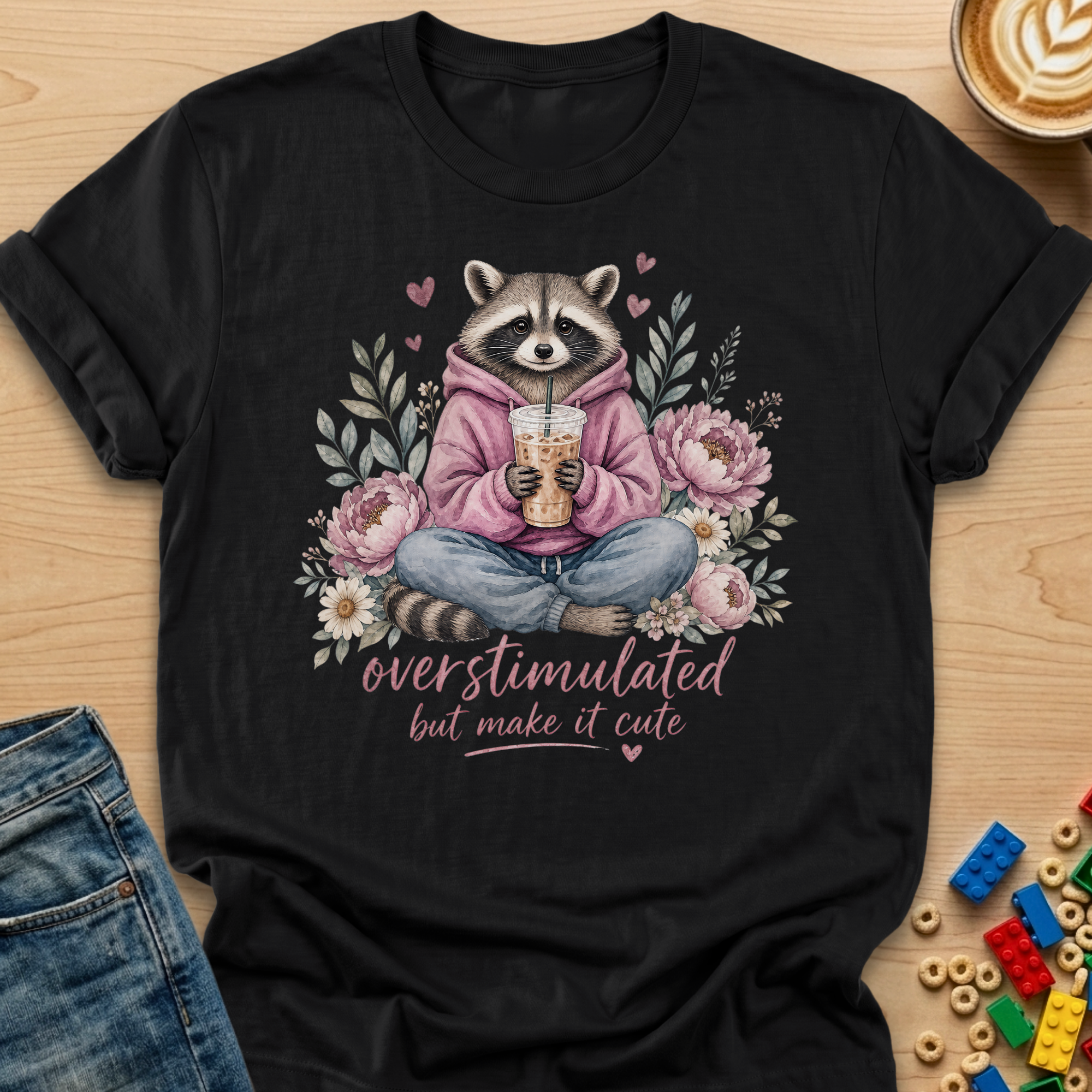 Overstimulated But Make It Cute Raccoon T-shirt