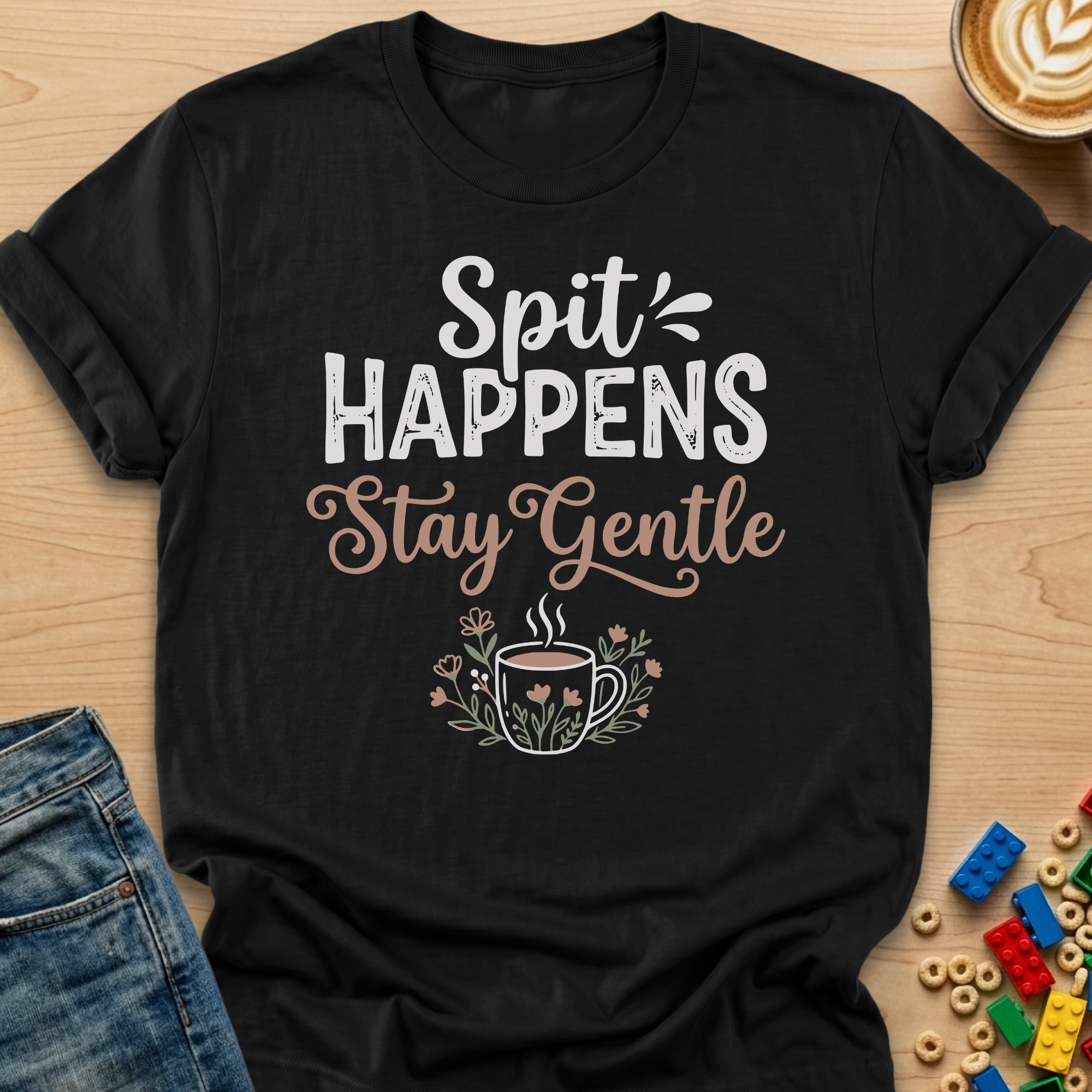 Spit Happens Stay Gentle Floral T-shirt
