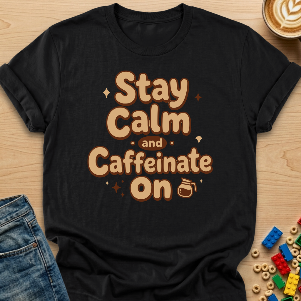 Stay Calm and Caffeinate On Fun T-Shirt