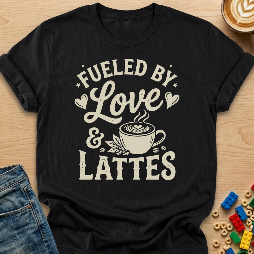 Fueled By Love & Lattes Hearts T-shirt