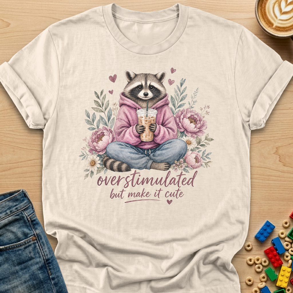 Overstimulated But Make It Cute Raccoon T-shirt