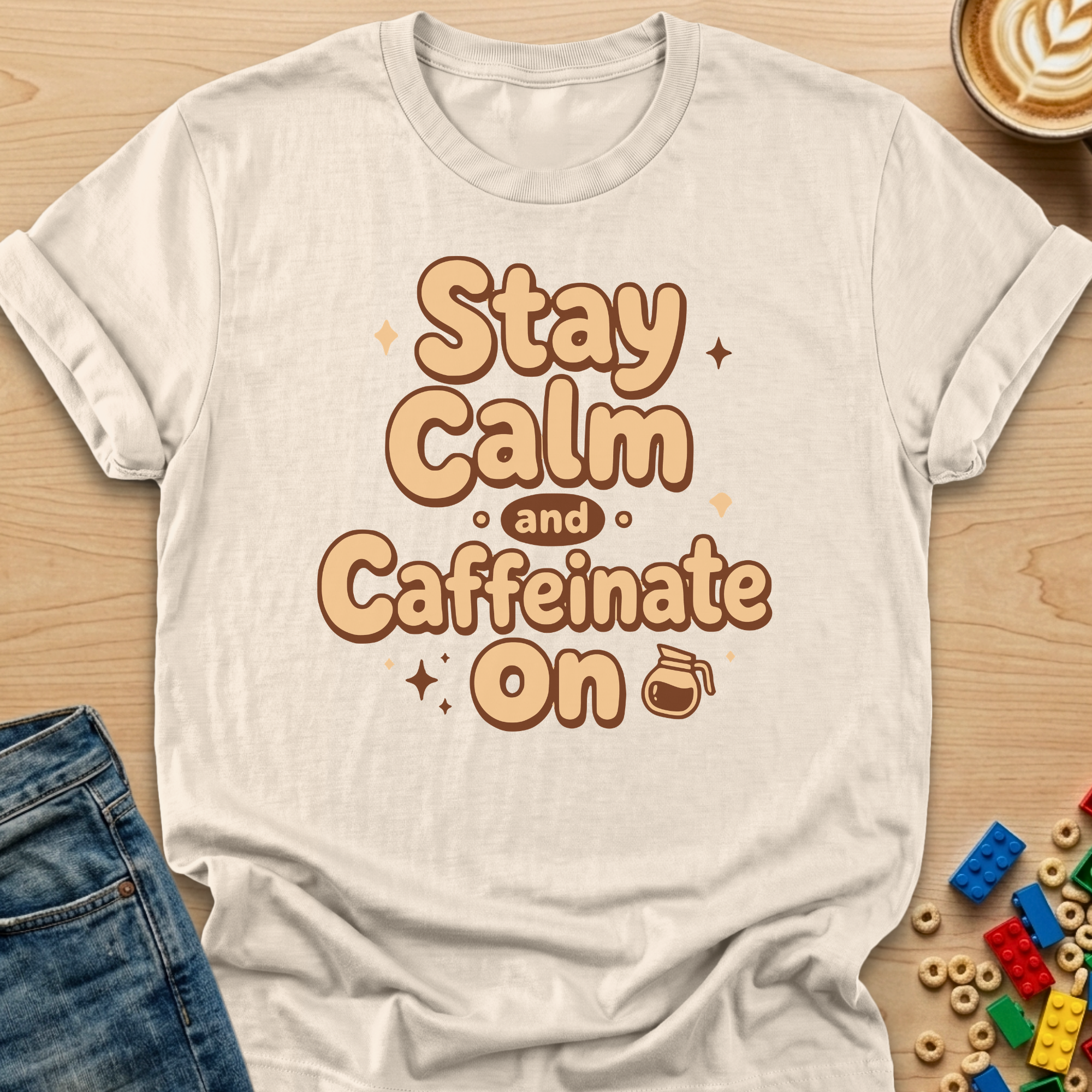 Stay Calm and Caffeinate On Fun T-Shirt