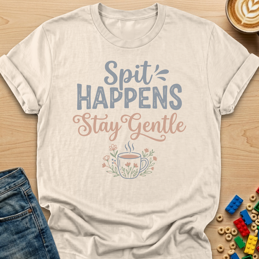 Spit Happens Stay Gentle Floral T-shirt