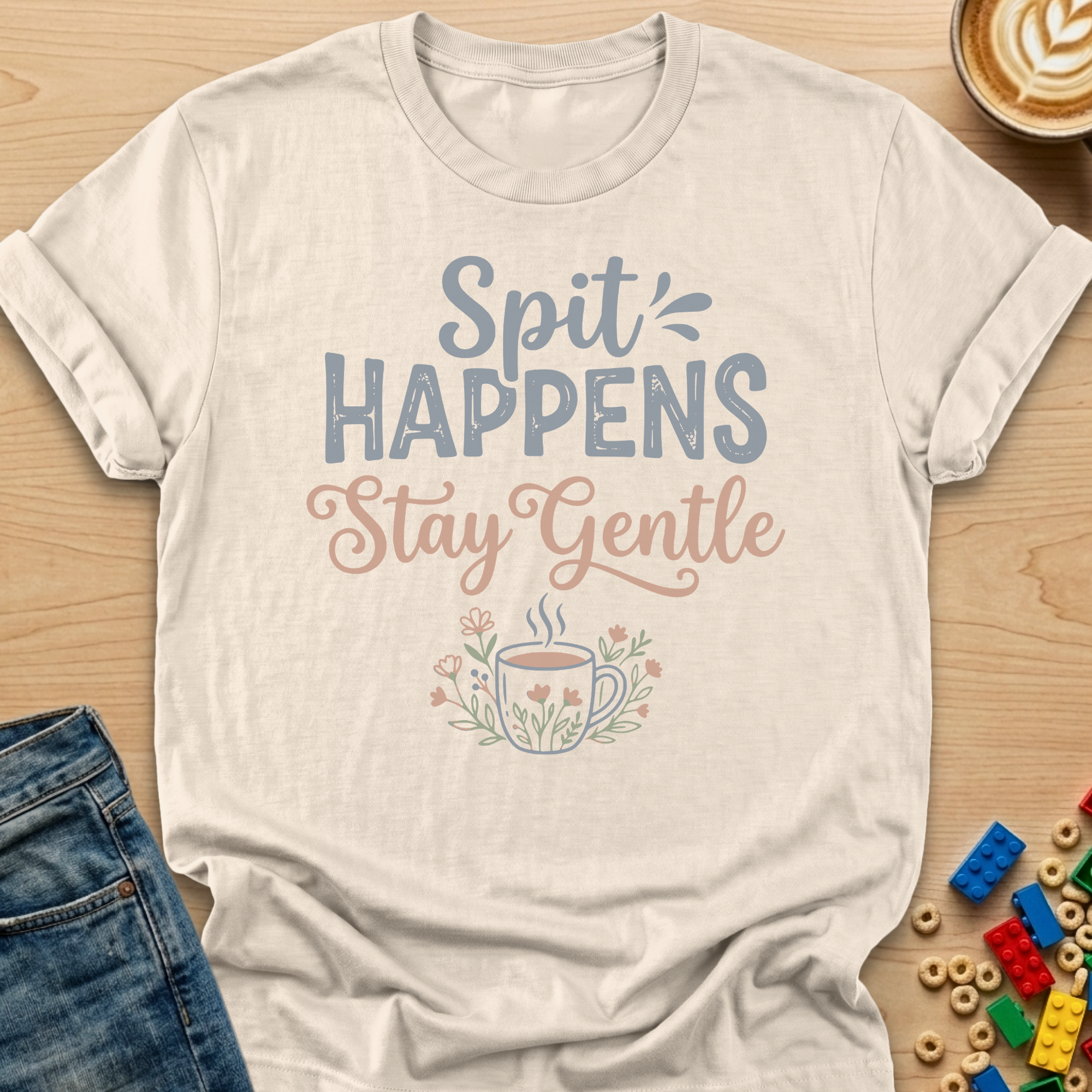 Spit Happens Stay Gentle Floral T-shirt