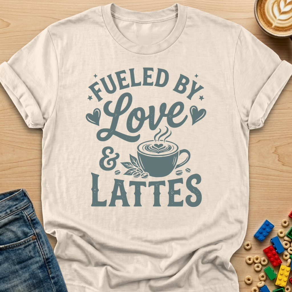 Fueled By Love & Lattes Hearts T-shirt