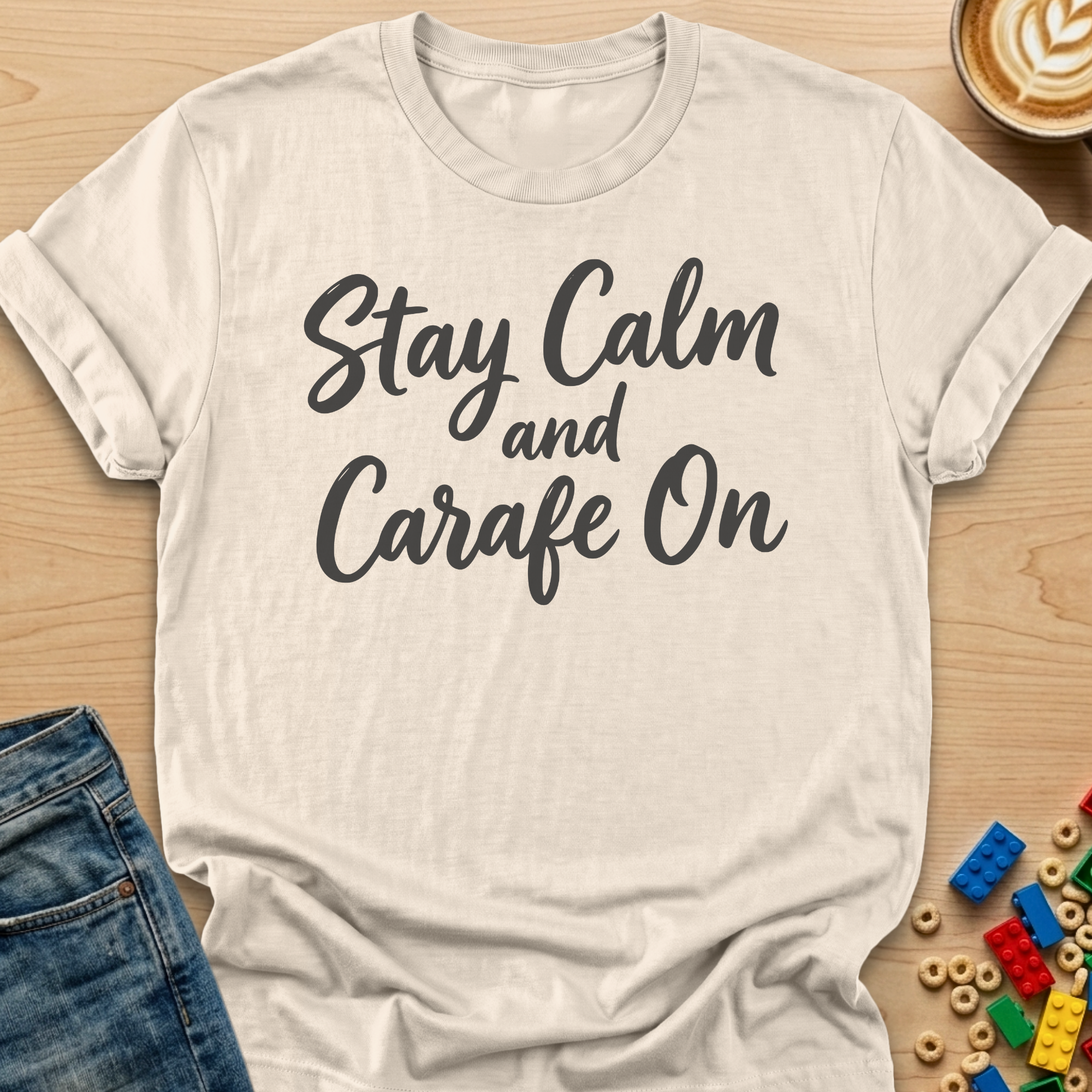 Stay Calm and Carafe On Curvy T-Shirt