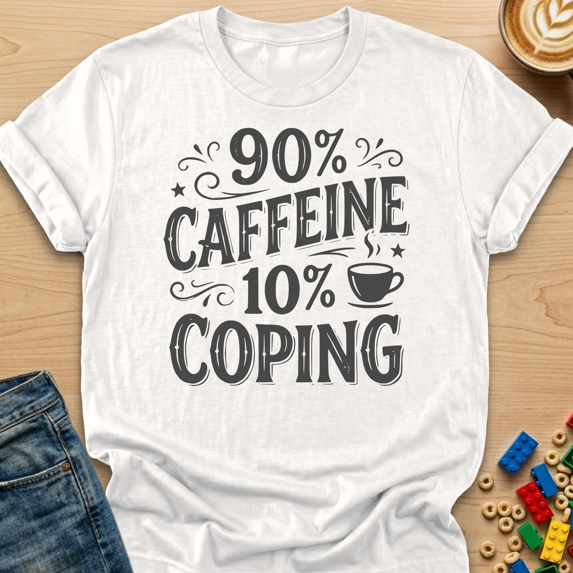 90% Caffeine 10% Coping Vintage T-Shirt
