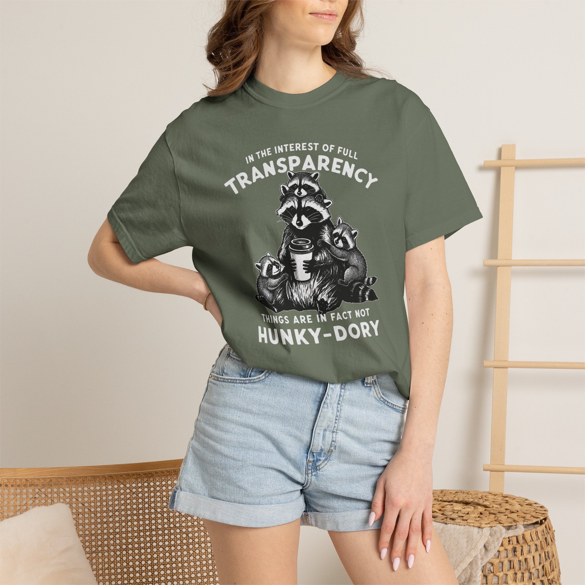 Things are in Fact Not Hunky-Dory Raccoon T-shirt