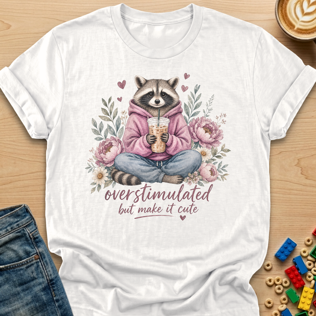 Overstimulated But Make It Cute Raccoon T-shirt