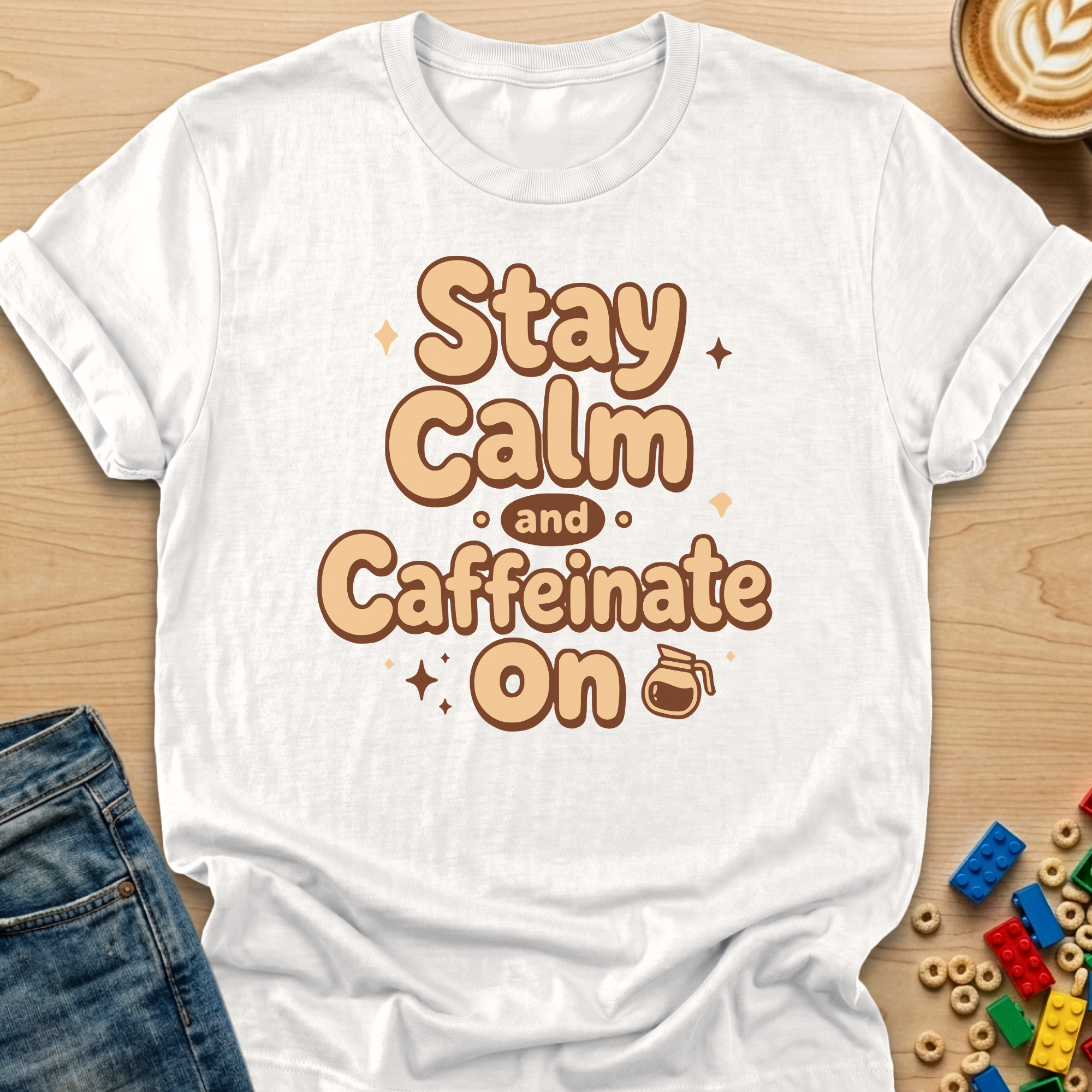 Stay Calm and Caffeinate On Fun T-Shirt