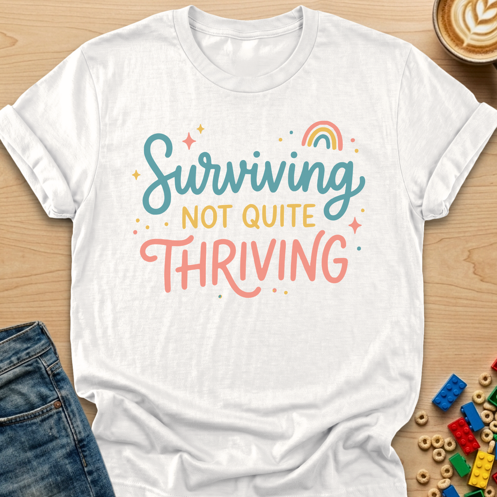 Surviving Not Quite Thriving Rainbow T-Shirt