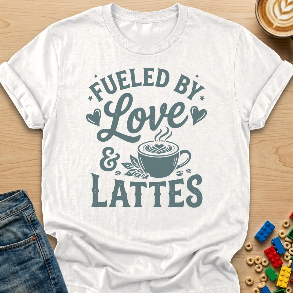 Fueled By Love & Lattes Hearts T-shirt