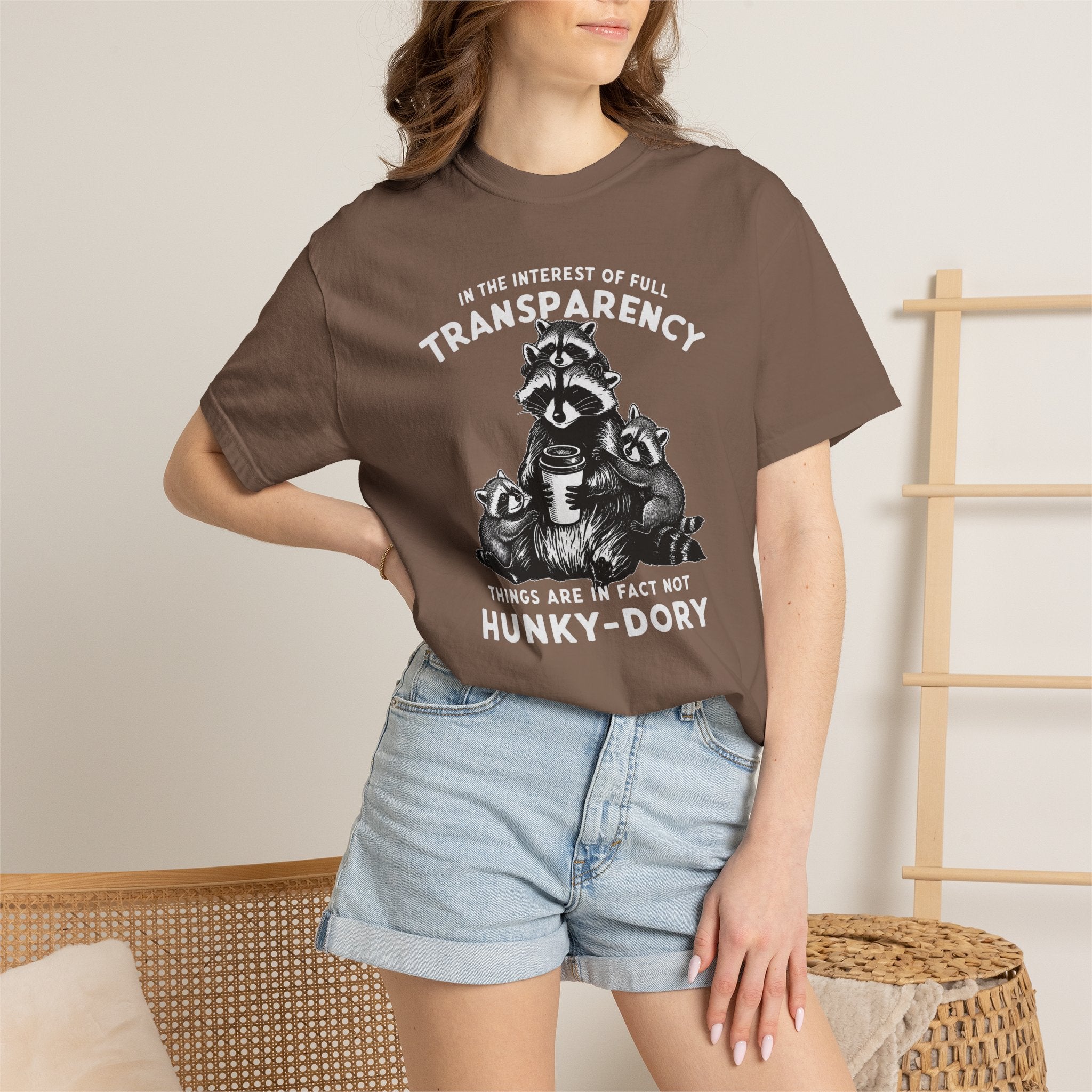 Things are in Fact Not Hunky-Dory Raccoon T-shirt