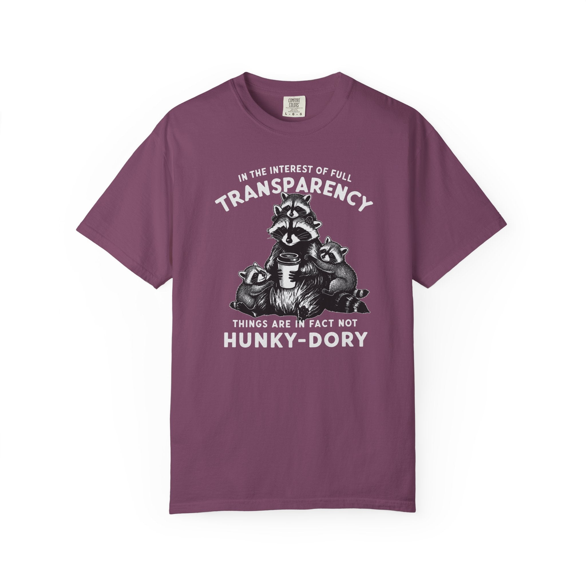 Things are in Fact Not Hunky-Dory Raccoon T-shirt
