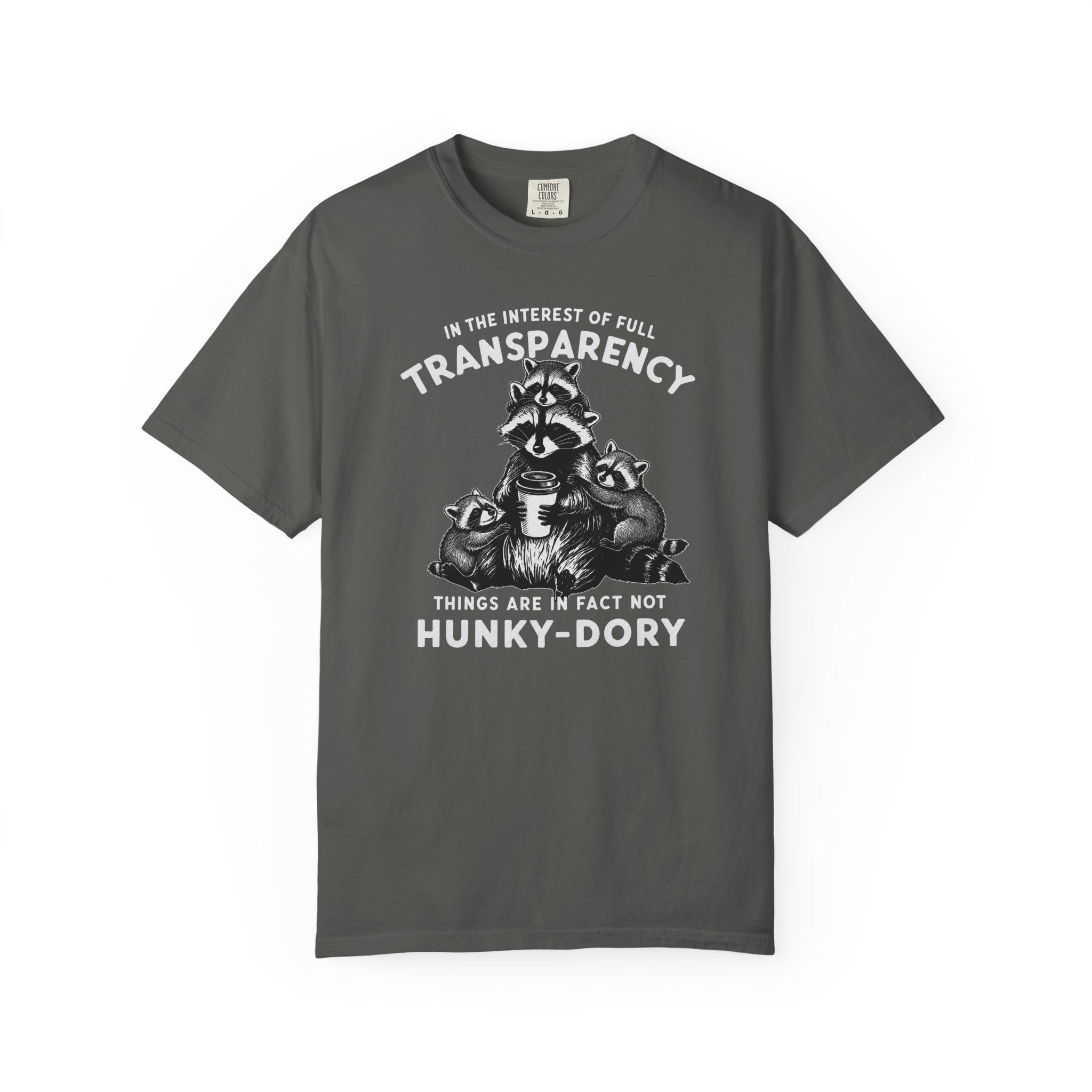 Things are in Fact Not Hunky-Dory Raccoon T-shirt