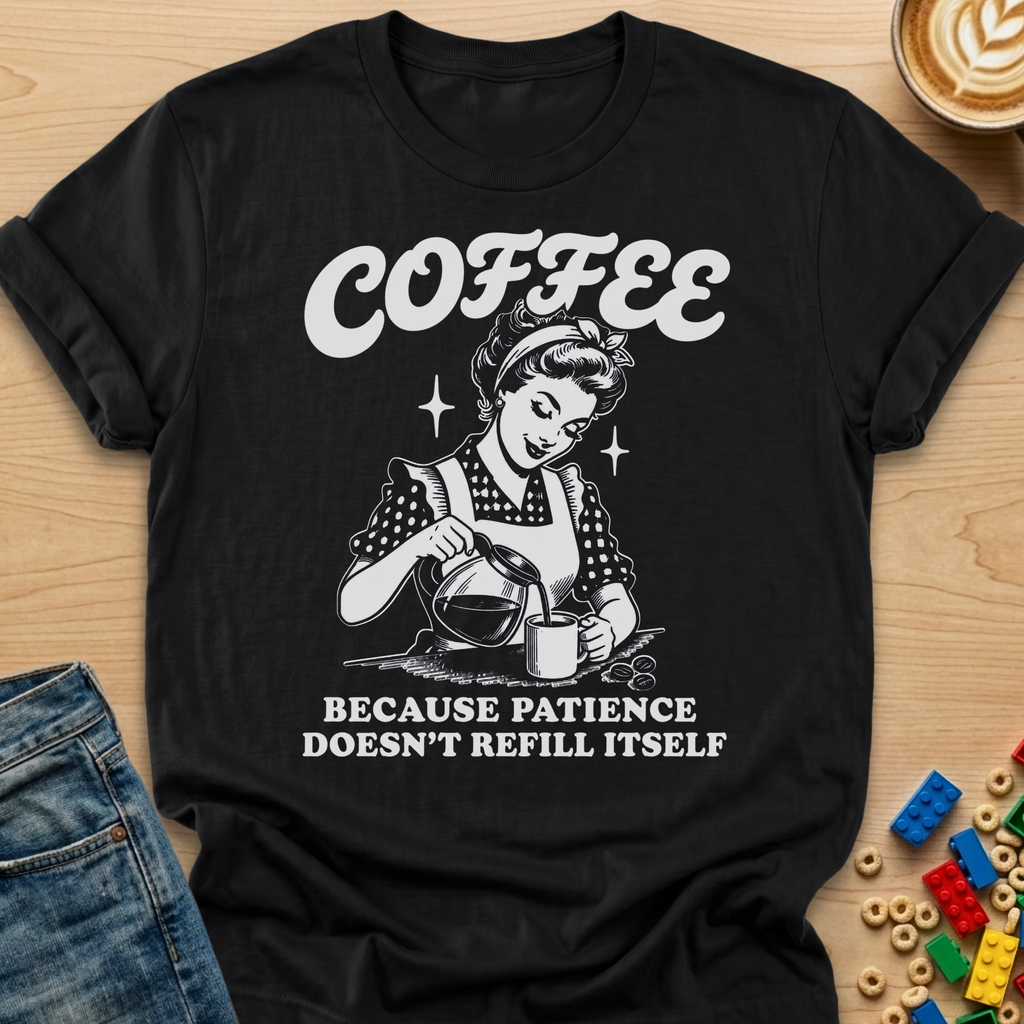 Coffee Because Patience Doesn't Refill Itself Pour T-shirt