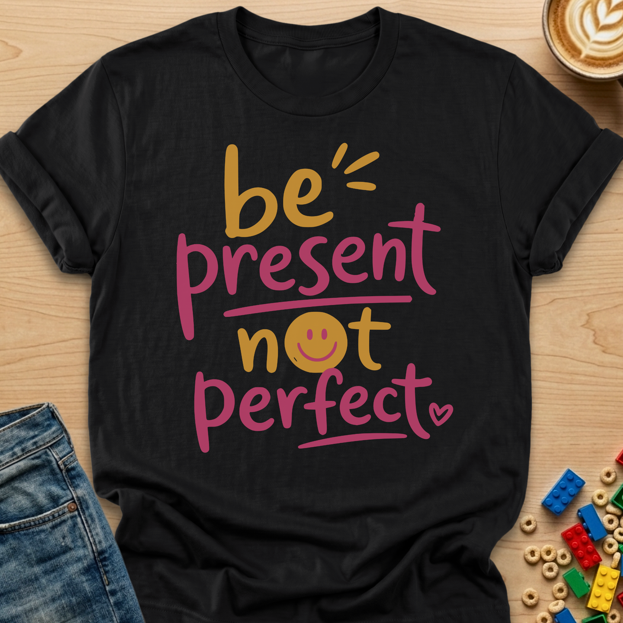 Be Present Not Perfect Smiley T-shirt