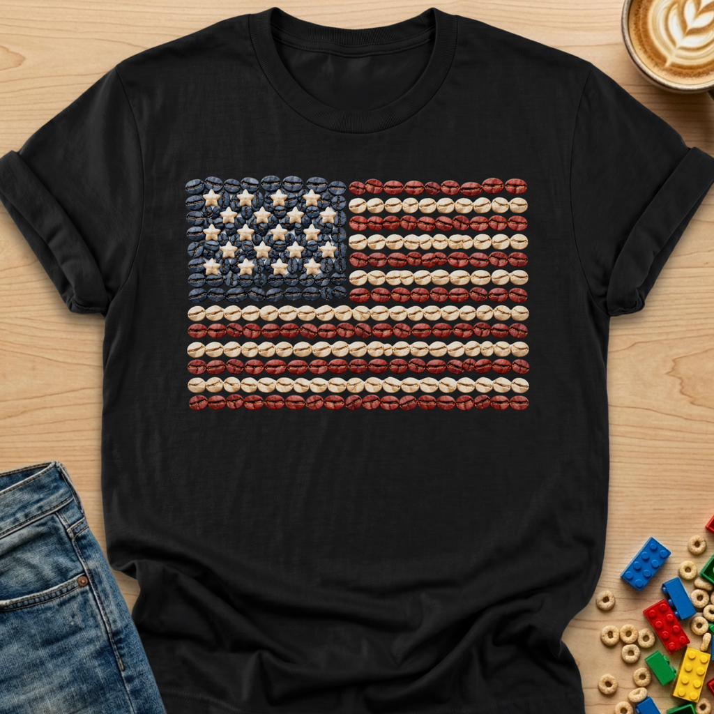 Coffee Bean American Flag Straight T-shirt