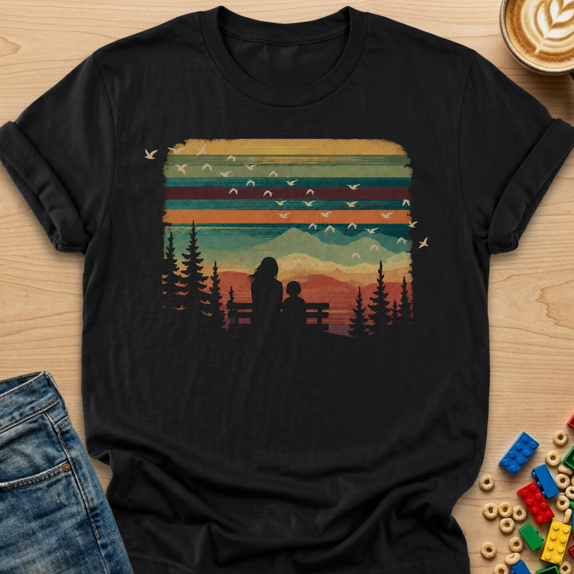 Bench View Son Colorful Sky T-shirt