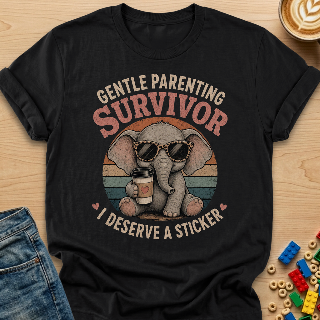 Gentle Parenting Survivor I Deserve A Sticker Elephant T-shirt