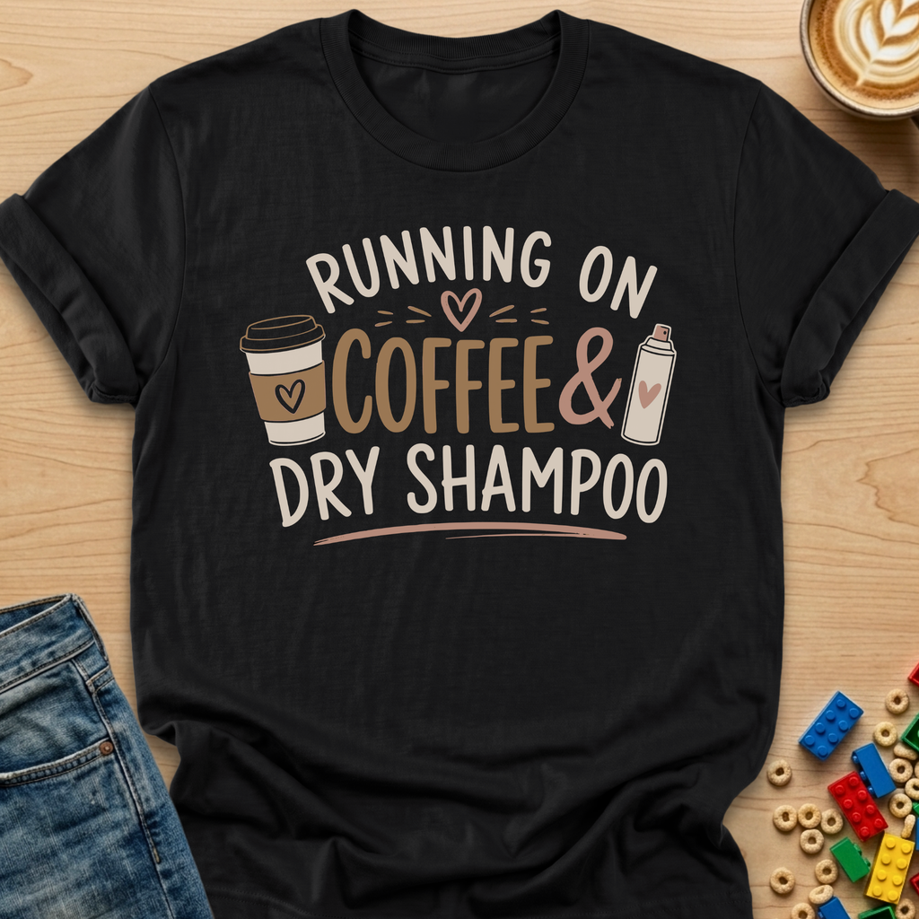 Running On Coffee & Dry Shampoo Playful T-shirt