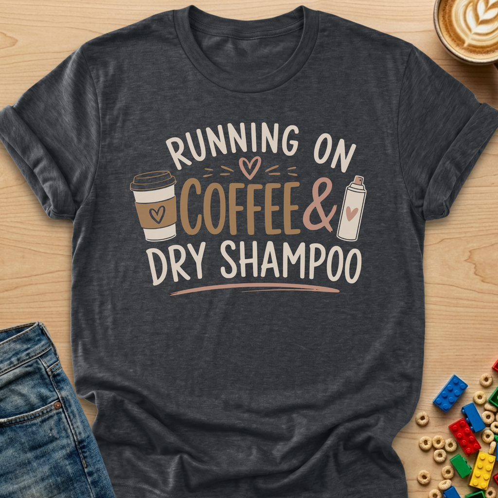Running On Coffee & Dry Shampoo Playful T-shirt
