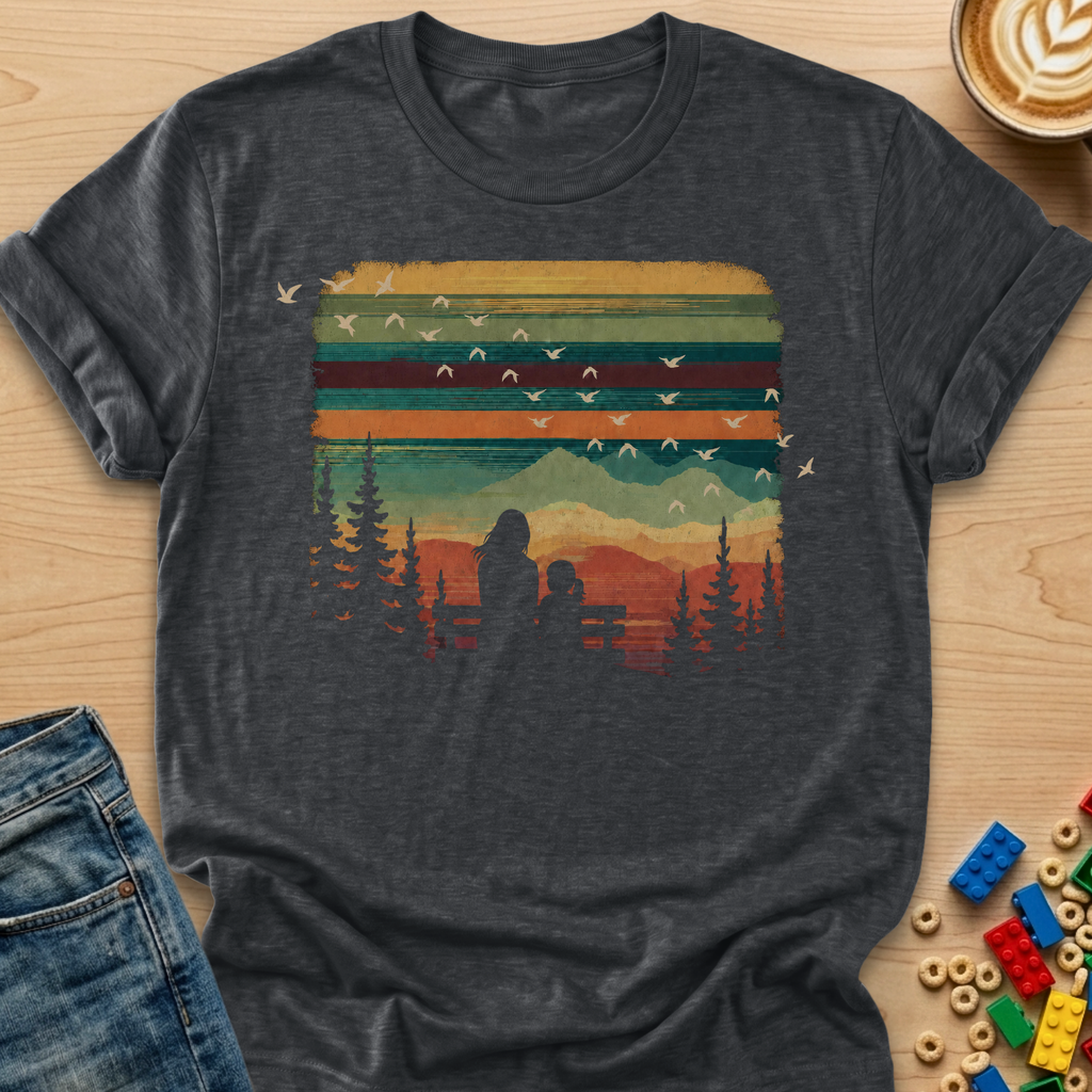 Bench View Daughter Colorful Sky T-shirt