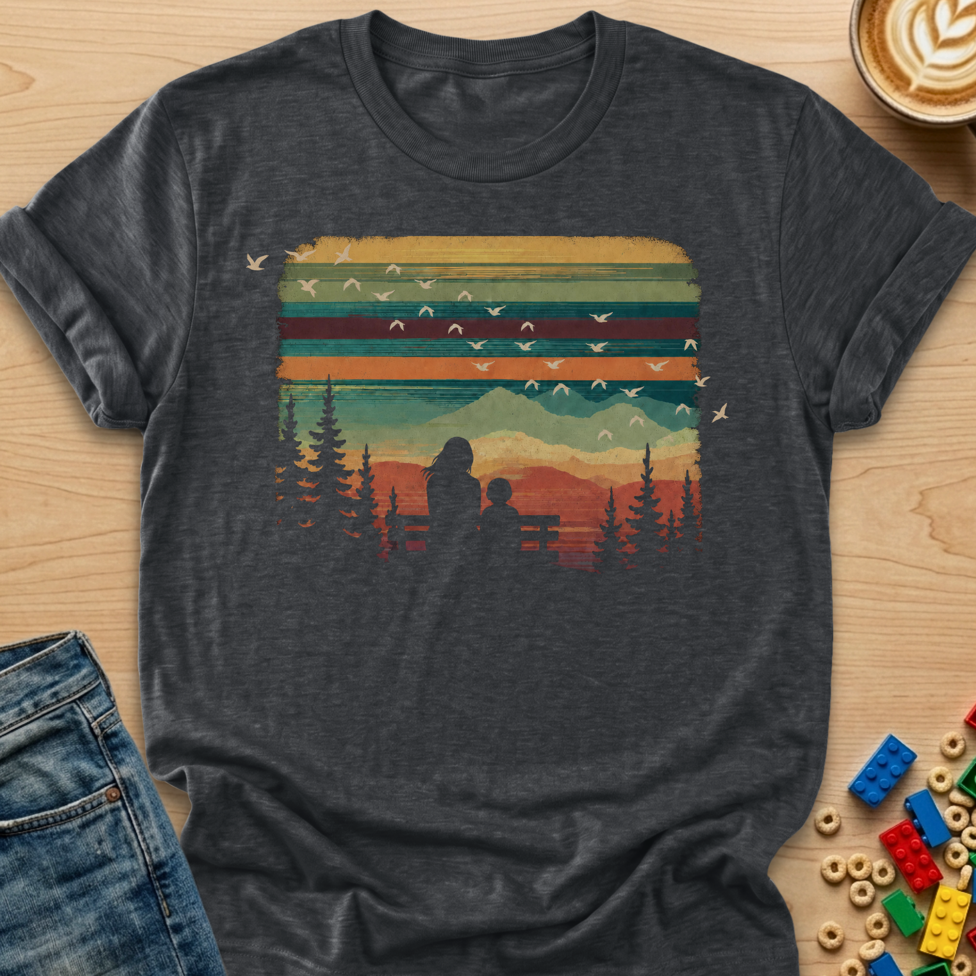 Bench View Son Colorful Sky T-shirt