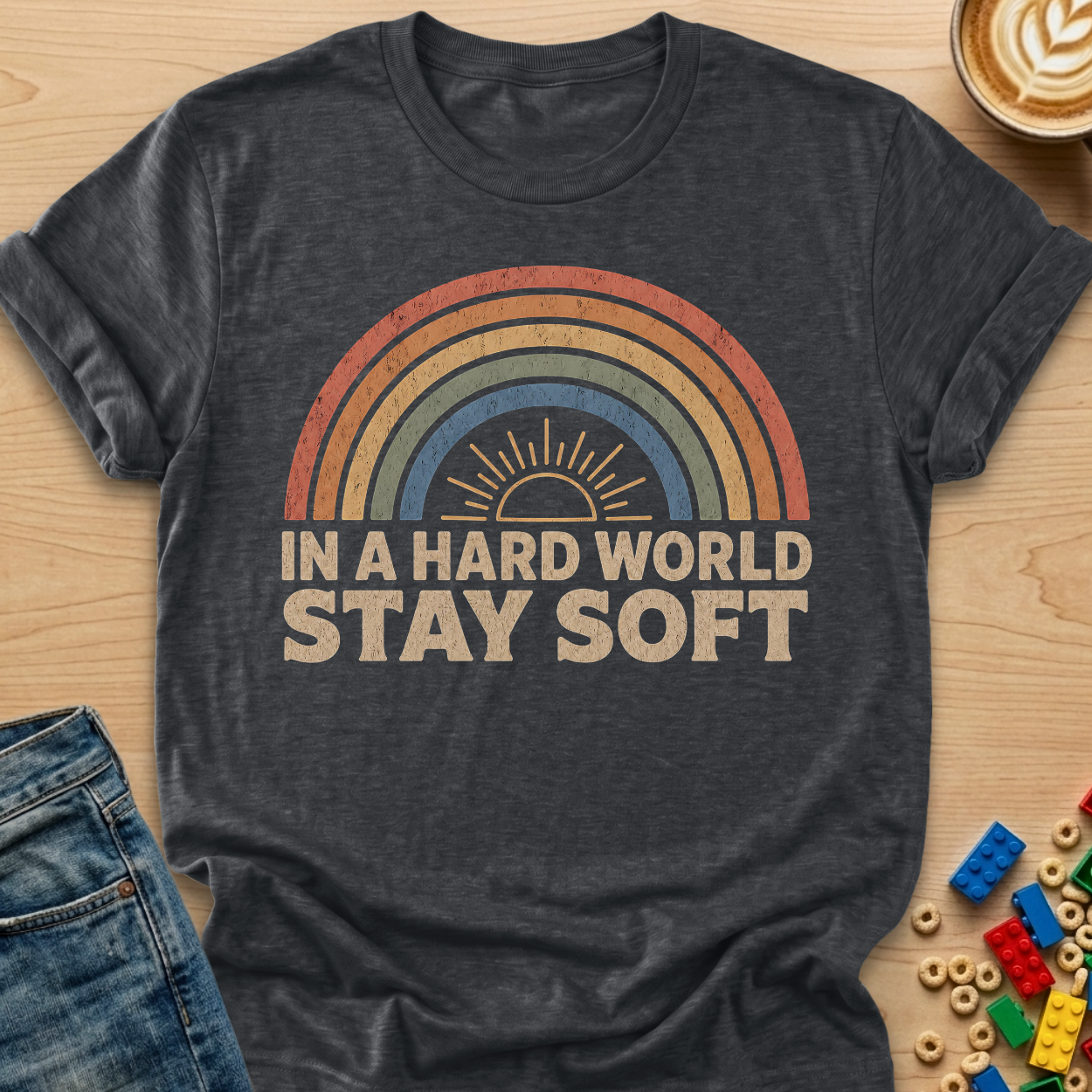 In A Hard World Stay Soft Rainbow T-shirt