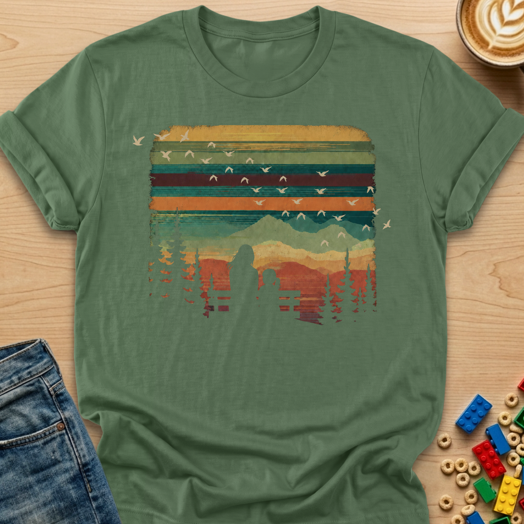 Bench View Daughter Colorful Sky T-shirt